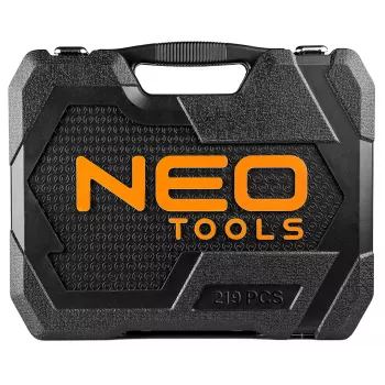 NEO TOOLS Σετ καρυδακιών 1/4 ίντσες, 3/8 ίντσες, 1/2 ίντσες, 219 τεμ., χάλυβας χρωμίου-βαναδίου