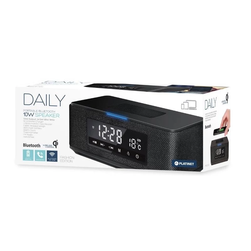 Platinet PMGQ15B - Ασύρματο φορητό στερεοφωνικό ηχείο 10W - μαύρο - οθόνη LCD
