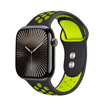 Crong Duo Sport Λουράκι για Apple Watch 38/40/41/42 mm (Μαύρο/Πράσινο λάιμ)