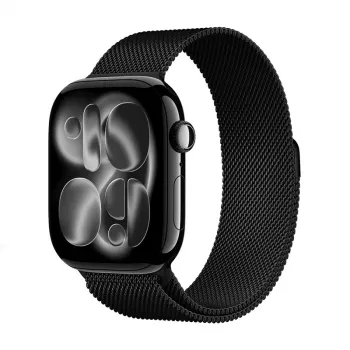 Crong Milano Steel Ανοξείδωτο μεταλλικό λουράκι Milanese Loop για Apple Watch 38/40/41/42 mm (Μαύρο)