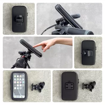 Wozinsky Universal Handlebar Phone Mount για ποδήλατο, μοτοσυκλέτα, ηλεκτρικό πατίνι - Μαύρο (WBHBK7)