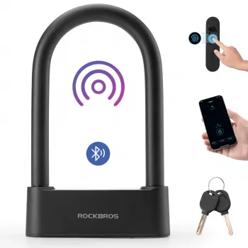 Rockbros SMART Fingerprint & Bluetooth Κλειδαριά Καλωδίου Ποδηλάτου 100 cm Μαύρο