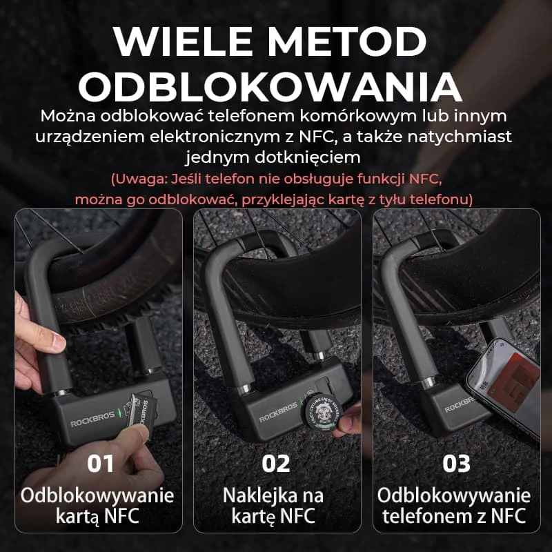 Rockbros RBNS1 SMART NFC U-Lock - Μαύρο