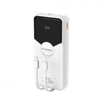Powerbank Wozinsky WFC-15W 20000mAh 22.5W PD20W με ενσωματωμένα καλώδια Lightning και USB-C - Λευκό