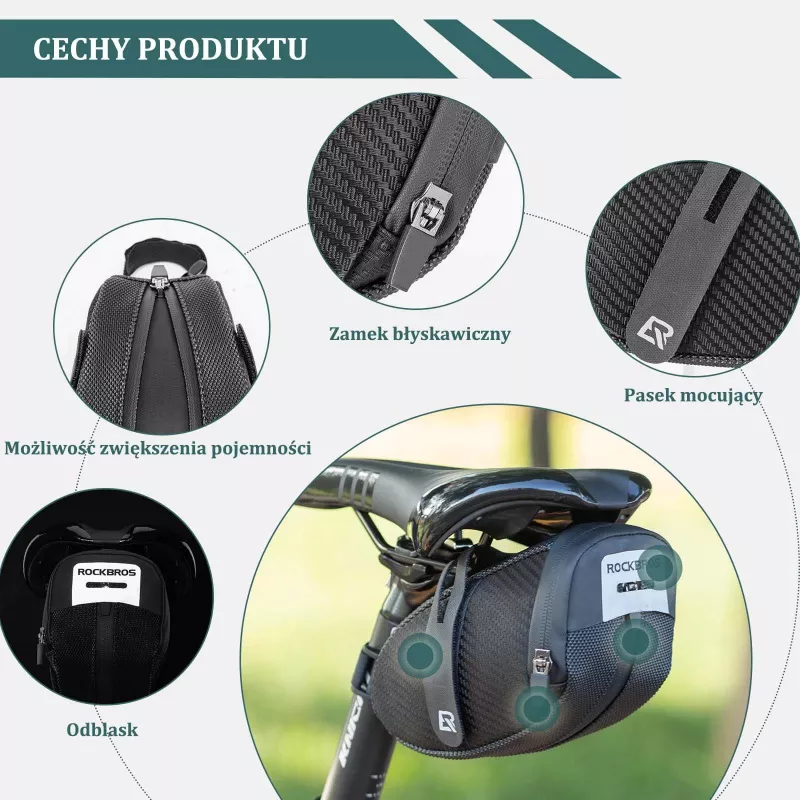 Rockbros B74 Τσάντα σέλας, 0,75 L, Μαύρο