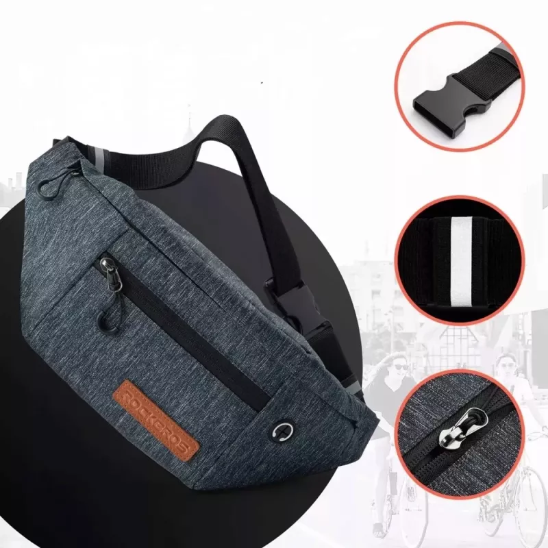 ROCKBROS H33 Τσάντα μέσης ποδηλάτου, 1,5 L, Γκρι