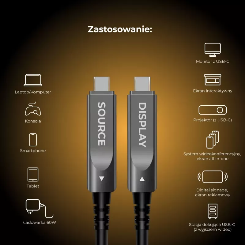 Claroc USB-C 4K@60Hz 10 m Ενεργό Οπτικό Καλώδιο
