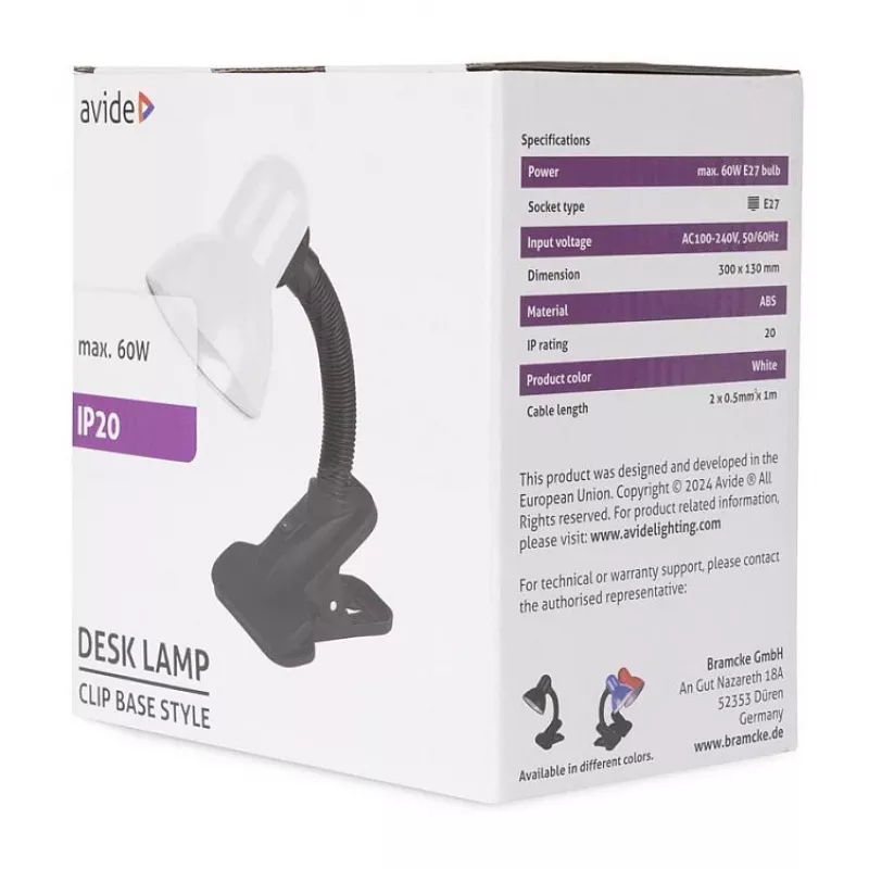 Avide Basic Clipbar Max 60W Φωτιστικό γραφείου με κλιπ Μαύρο