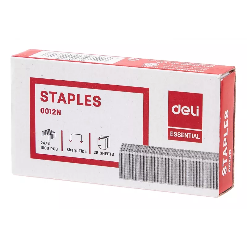 Deli ESSENTIAL συνδετήρες 24/6, 1000 τεμ., γαλβανισμένος χάλυβας, ασημί