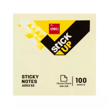 Deli Stick Up αυτοκόλλητες σημειώσεις 100 φύλλα κίτρινες 76x76 mm