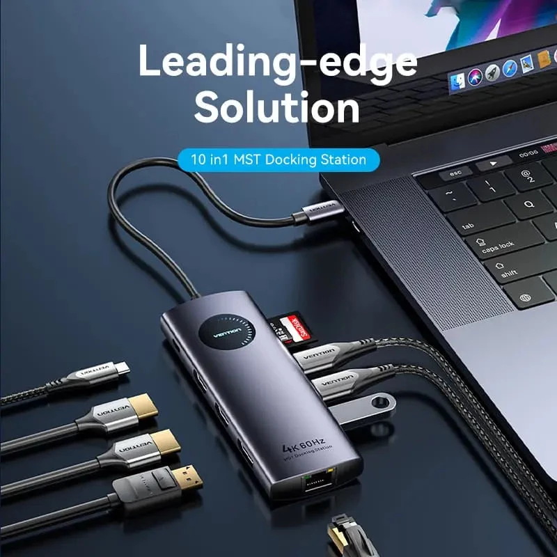 VENTION USB-C 10-in-1 Docking Station 8K 30Hz 100W PD με οθόνη LED