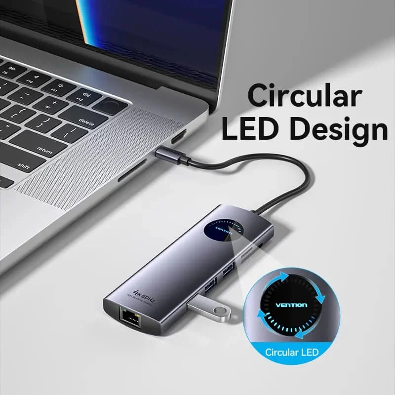 VENTION USB-C 10-in-1 Docking Station 8K 30Hz 100W PD με οθόνη LED