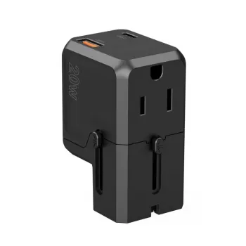 CHOETECH PD6038 38W GaN φορτιστής USB-C με USB-A, εναλλασσόμενα βύσματα (EU/US/UK/AU) - Μαύρο