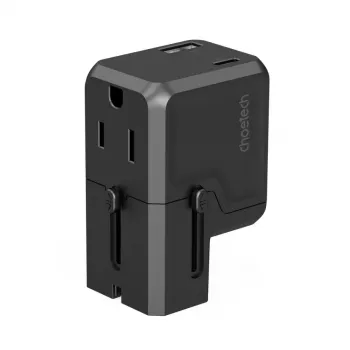 CHOETECH PD6038 38W GaN φορτιστής USB-C με USB-A, εναλλασσόμενα βύσματα (EU/US/UK/AU) - Μαύρο