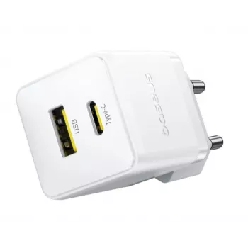 Baseus Palm 30W USB-C USB-A Επιτοίχιος Φορτιστής Λευκό Βύσμα EU