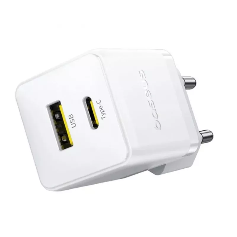 Baseus Palm 30W USB-C USB-A Επιτοίχιος Φορτιστής Λευκό Βύσμα EU
