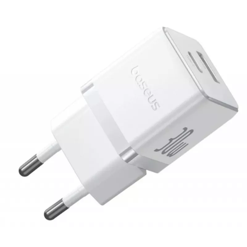 Baseus Palm 30W USB-C USB-A Επιτοίχιος Φορτιστής Λευκό Βύσμα EU