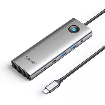 ORICO PW11 Σταθμός σύνδεσης USB-C 9 σε 1 Γκρι - 2x USB-A 3.0, 1x USB-C 3.0, 1x USB-C PD 100W, 1x HDMI 4K 60Hz, 1x microSD/SD, 1x RJ45 2.5G Ethernet, 1x Ήχος 3,5mm