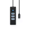 ORICO PW3UR25-C3 Hub USB 3.0 4 θυρών με προσαρμογέα Ethernet 2.5G, καλώδιο 0,5m, Μαύρο