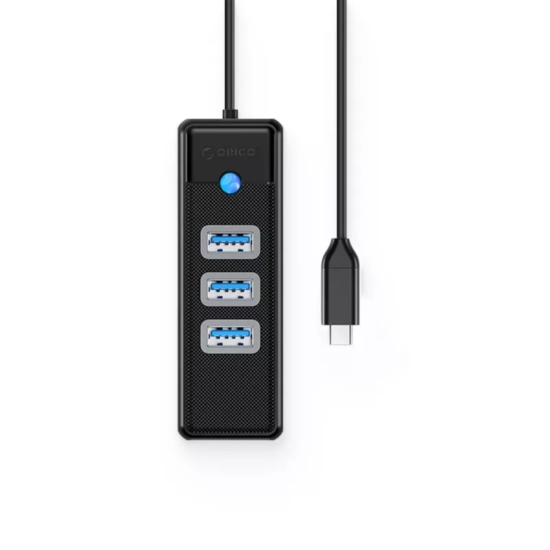 ORICO PW3UR25-C3 Hub USB 3.0 4 θυρών με προσαρμογέα Ethernet 2.5G, καλώδιο 0,5m, Μαύρο