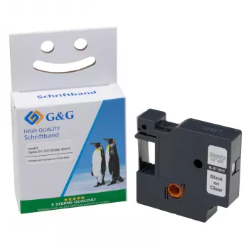 G&G Μελανοταινία ετικετών 12mm x 7m Μαύρο σε Διαφανές Συμβατή με Dymo D1/45010/S072050