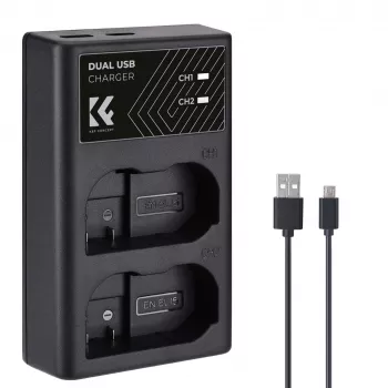K&F Concept Διπλός φορτιστής USB για Nikon EN-EL15 D7000 D7500 D850 D750