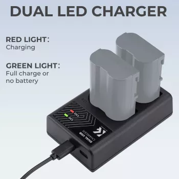 K&F Concept Διπλός φορτιστής USB για Nikon EN-EL15 D7000 D7500 D850 D750