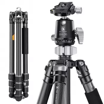 K&F Concept X284C4 Τρίποδο ανθρακονημάτων με κεφαλή μπίλιας BH-36, 172 cm / 67,7 inch, 16 kg / 35,3 lbs φορτίο, Μονόποδο, 4-Section Twist Lock, συμβατό με Arca-Swiss