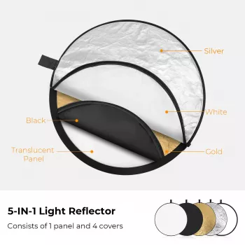 K&F Concept 5-in-1 Αναδιπλούμενος στρογγυλός ανακλαστήρας 80cm με τσάντα μεταφοράς (KF18.0002)