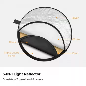 K&F Concept 5-in-1 Στρογγυλός ανακλαστήρας 110cm με διαχύτη και τσάντα μεταφοράς - KF18.0003