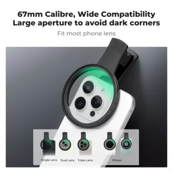 Φίλτρο KF Black Diffusion 1/4 67mm με προσαρμογέα Clip-On για smartphone