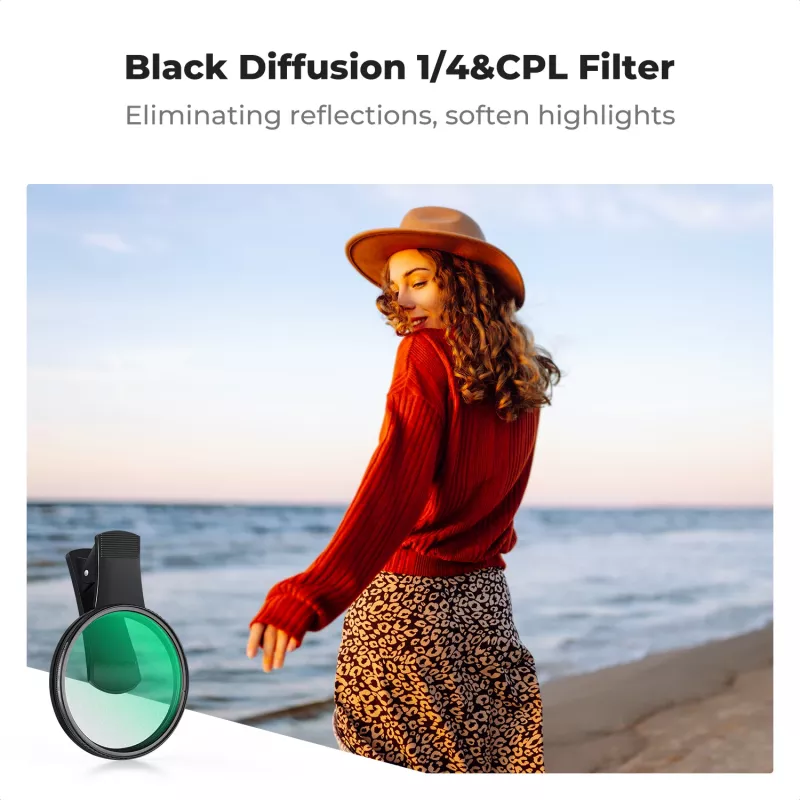 Κιτ φίλτρων KF 2-in-1 Black Diffusion 1/4 + CPL για τηλέφωνο 67mm Clip-On