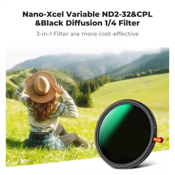 Φίλτρο K&F Concept 67mm 3-in-1 Hybrid Fader ND2-32 + CPL + Black Diffusion 1/4