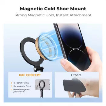 KF Magnetic MagSafe Βάση Κινητού με Σπείρωμα 1/4 ίντσας και Cold Shoe - Μαύρο (KF31.196)