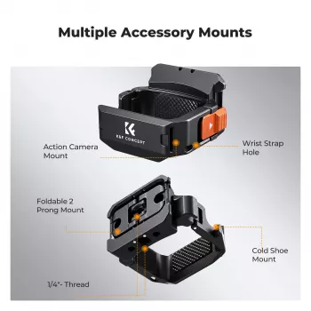 KF Mount Adapter Προστατευτικό Πλαίσιο για DJI Osmo Pocket 3 / 4 με βάση GoPro και σπείρωμα τριπόδου 1/4 ίντσας - Μαύρο