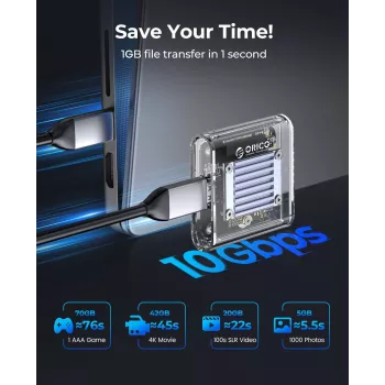 Orico TC20-M2-10G M.2 NVMe USB-C 3.2 θήκη SSD - διαφανές