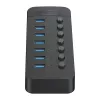 ORICO CT2U3-7AB Hub USB 3.0 με 7 θύρες USB-A και μεμονωμένους διακόπτες - μαύρο