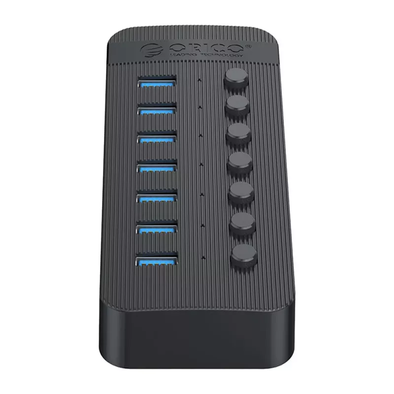 ORICO CT2U3-7AB Hub USB 3.0 με 7 θύρες USB-A και μεμονωμένους διακόπτες - μαύρο