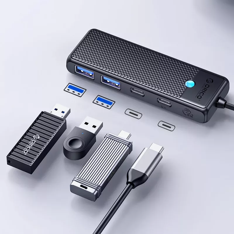 ORICO PAPW2AC-C3 Hub USB-C, 2x USB-A 3.0 + 2x USB-C 3.0, μαύρο