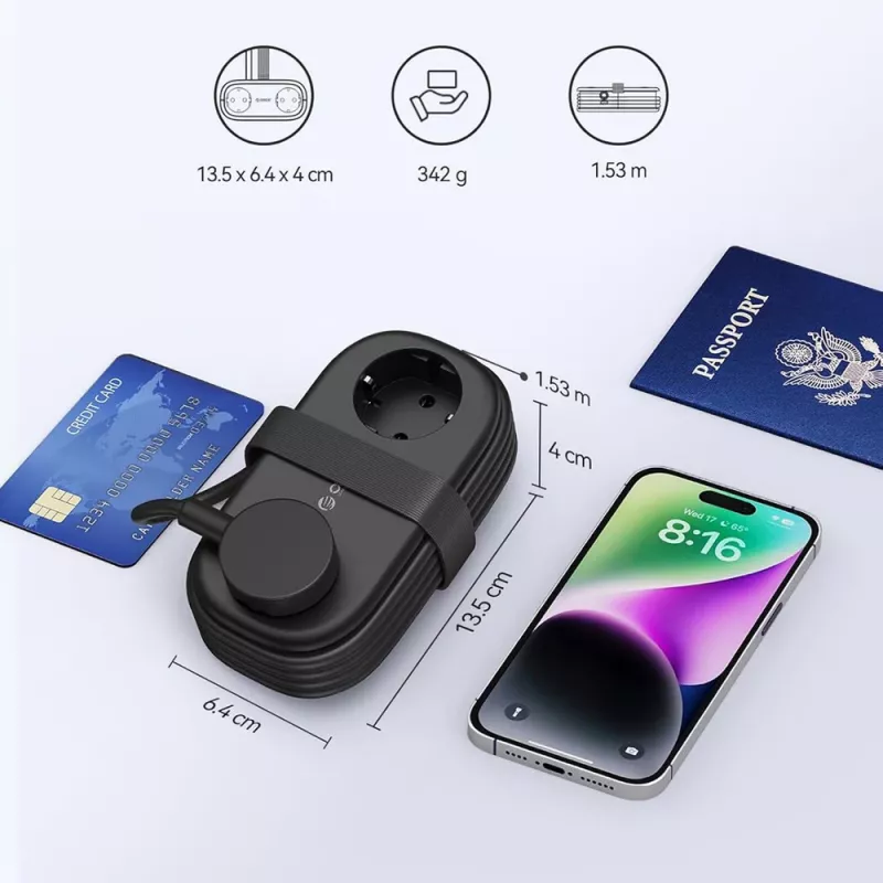 ORICO AP3 20W GaN Πολύπριζο 5 σε 1 2x AC + 2x USB-A + 1x USB-C - μαύρο
