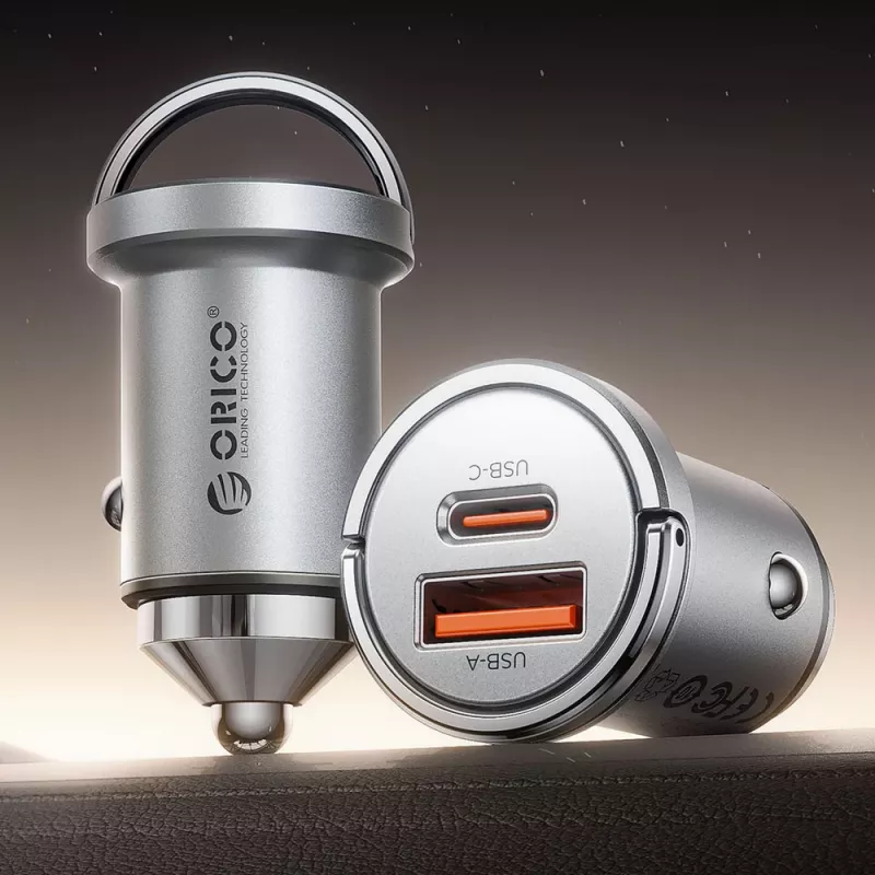ORICO MiniRing Pro 45W Φορτιστής αυτοκινήτου USB-A + USB-C - ασημί