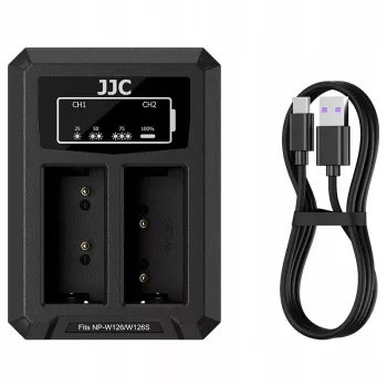 JJC Διπλός φορτιστής USB-C για 2x μπαταρία Fujifilm NP-W126 / NP-W126S DCH-W126TC