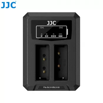 JJC διπλός φορτιστής USB για μπαταρίες Olympus BLS-1 BLS-5 BLS-50