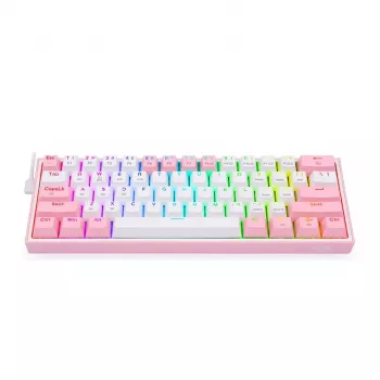 Redragon Fizz Pro K616 60% Tri-Mode Μηχανικό Gaming Πληκτρολόγιο, Λευκό/Ροζ, RGB, Hot-Swappable, 1600mAh