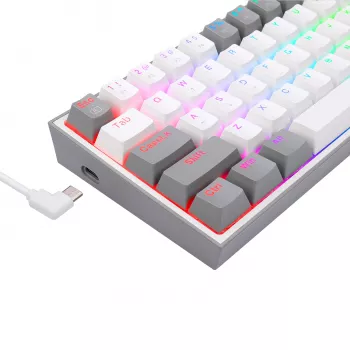 Redragon K617 Fizz RGB White/Grey 60% Μηχανικό πληκτρολόγιο gaming με Hot-Swappable Red Switches