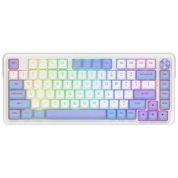 Redragon Ucal Max K673WBP-RGB-MAX Tri-Mode Μηχανικό Πληκτρολόγιο 75% 82 πλήκτρα Hot-Swappable Gasket Mount PBT Keycaps RGB Λευκό/Μαύρο/Μωβ