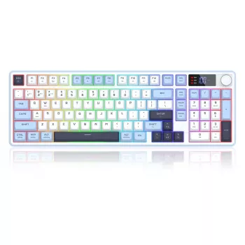 Redragon ARIA PRO K527WBL-PRO 75% Tri-Mode RGB μηχανικό πληκτρολόγιο (λευκό/γκρι με μπλε λεπτομέρειες)