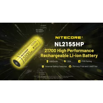 Nitecore NL2155HP 21700 Μπαταρία Li-ion 5500mAh 3.6V Button Top Protected