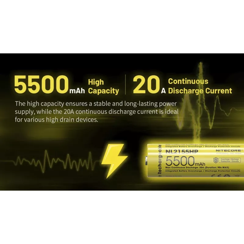 Nitecore NL2155HP 21700 Μπαταρία Li-ion 5500mAh 3.6V Button Top Protected