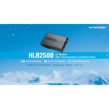 Nitecore HLB2500 2500 mAh Πακέτο Μπαταρίας Li-Ion με Λειτουργία Φόρτισης USB-C